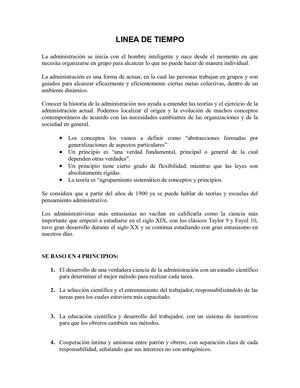 LINEA DE TIEMPO ORIGEN DE LA ADMINISTRACION