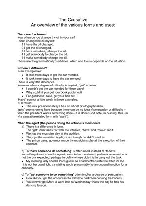 Causatives Grammar Sheet