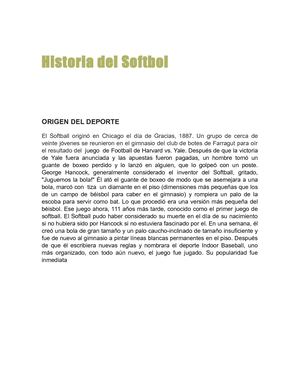 Historia Del Softbol