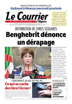 Le Courrier D'Algérie Du Samedi 30 Septembre 2017
