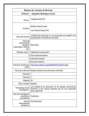 Ficha Calidad De La Educacion
