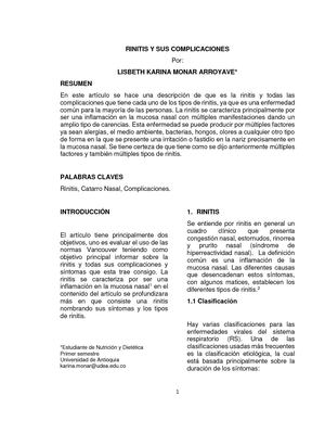 Rinitis Y Sus Complicaciones