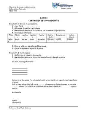 Ejemplo Combinacion De Correspondencia