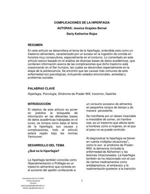 Complicaciones De La Hiperfagia