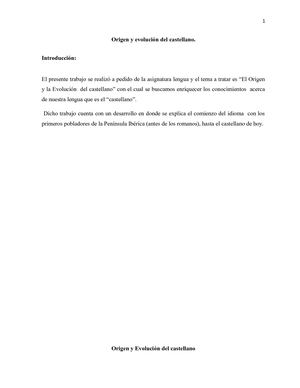 Origen Y Evolución Del Castellano
