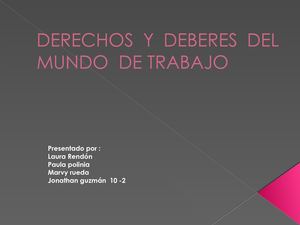Derechos Y Deberes Del Mundo De Trabajo