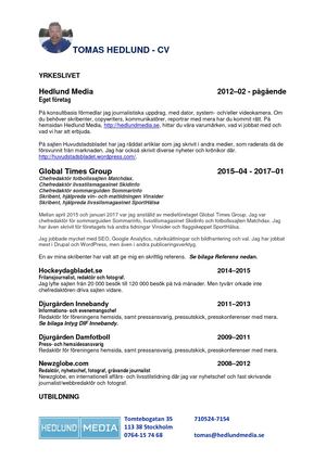 CV och Personlig referens