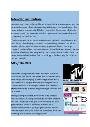 Intended Institution