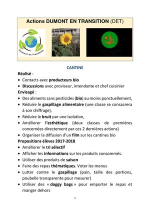 Actions de Dumont en Transition