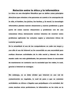 Relación Entre La éTica Y La Informática