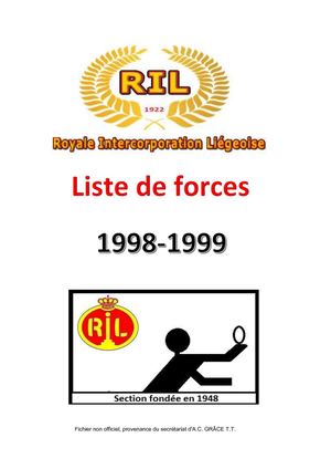 Liste De Force 1998 1999