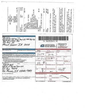 Part 1 of 6 of the 10/03/2017, USPS Expressed Mailed, AFV of "Acceptance for Value to all responses short of Post Full Settlement and Closure of the said Account" to the Iowa DOT
