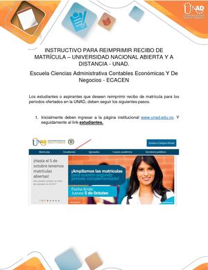 Instructivo Para Reimprimir Recibo De Matrícula En Servicios Registro Y Control Unad