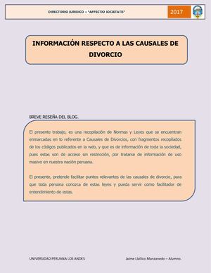 Información Respecto A Las Causales De Divorcio