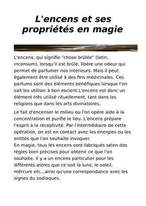 Encens En Magie