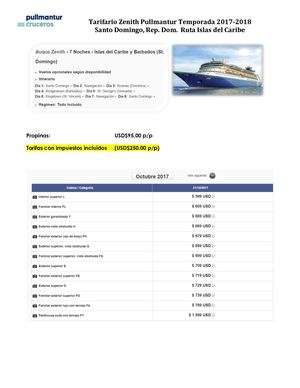 Tarifario Pullmantur Sdq 2017 2018 Al 04 10 2017