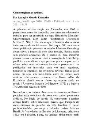 Como Surgiram As Revistas