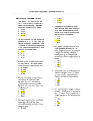 Balotario Examen De Admisión Ug