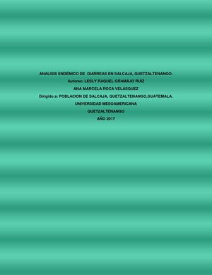 Análisis Endémico de Diarreas en  Salcajá, Quetzaltenango, Guatemala