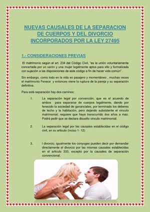 Causales De La Separación Divorcio Incorporados