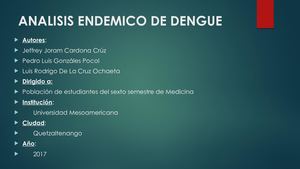 Analisis Endemico De Dengue