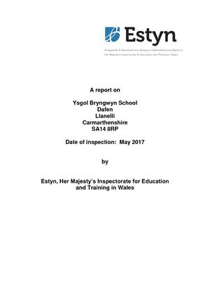 Ysgol Bryngwyn School Estyn Inspection Report May 2017