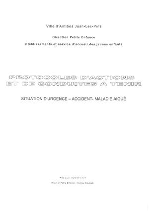 Protocole Actions Et Conduites à Tenir