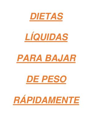 Dietas Liquidas Para Bajar De Peso