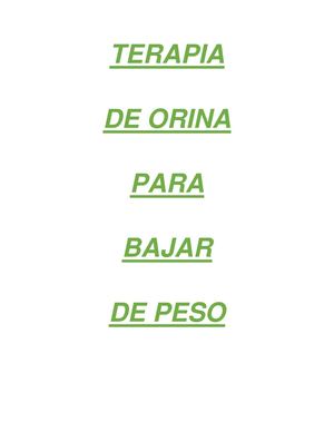 Terapia De Orina Para Bajar De Peso