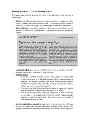 El Lenguaje De Los Textos Argumentativos