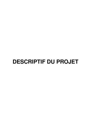 Descriptif Du Projet Hotel Restaurant