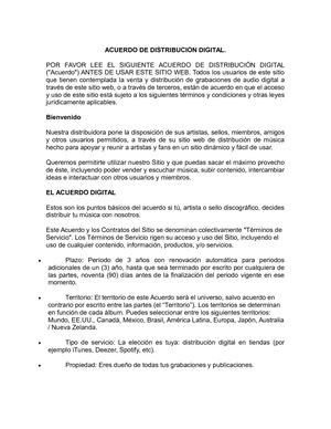 Acuerdo De Distribucion Digital