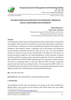 INTERNATIONALIZATION OF DATE INDUSTRY THROUGH SMALL INDUSTRIES DEVELOPMENT