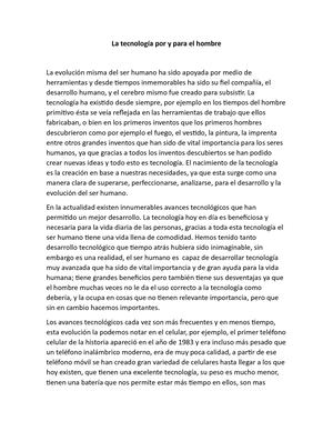 La Tecnología Por Y Para El Hombre