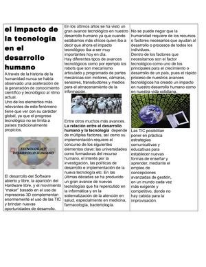 El Impacto De La Tecnología En El Desarrollo Humano