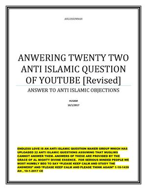 Answering Twenty Two Questions Asked By Endless Love Of Jesus Ministries On Youtube