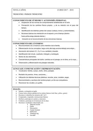 Contenidos Minimos 1º Trimestre 4 Años Doc