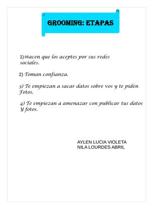 Grooming: sus etapas y algunos consejos