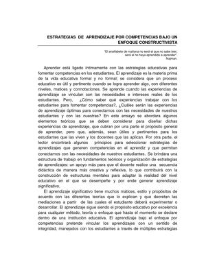 Ensayo Sobre Estrategias De Aprendizaje