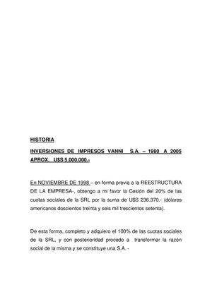 Historia Impresos Vanni  S.A.