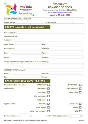 Exposants - Demande de devis