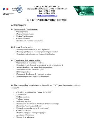 Livret Papier - rentrée 2017