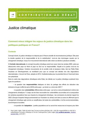 Justice Climatique Contribution Au Débat