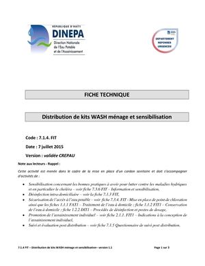Kits Wash Distribution Et Sensibilisation Ménages