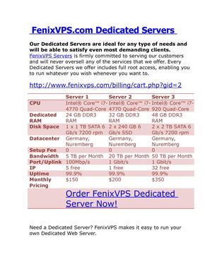 Fenix Vps Dedicated Servers