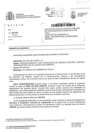 Oficio cancelación Minicentral Iregua en Villanueva Cameros 030817