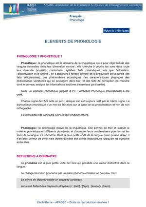 Phonologie Apports théoriques