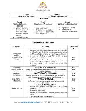 Ingles 5to Primer Lapso