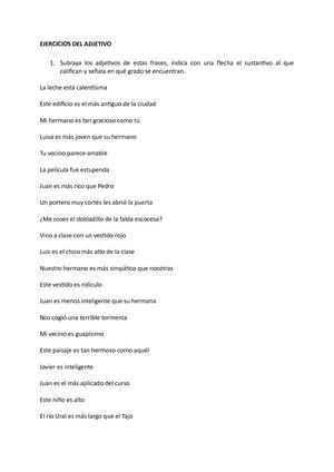 Ejercicios Del Adjetivo