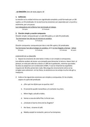 La Oración Distinguir Simple Y Compuesta